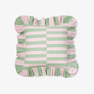 The Conran Shop Exclusive Ruffle Check Cushion Cover in Blush & Tendril 45cm x 45cm By The Conran Shop