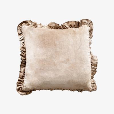 Cult Furniture Delphine Frilled Velvet Cushion, Mink