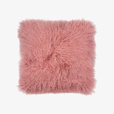 Cult Furniture Mongolian Lambskin & Suede Cushion, Rosewood Pink