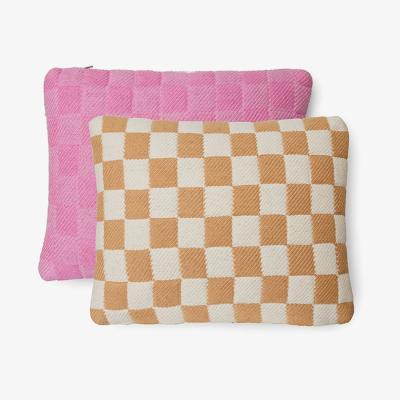 Cult Furniture HKliving Checkered Woven Cushion, Grapefruit