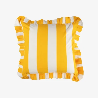 Casa by JJ Poppy Sunshine Cabana Stripe Ruffled Pillow Cover