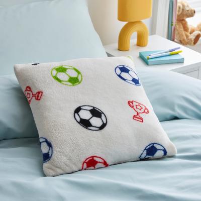 Dunelm Football Fleece Cushion MultiColoured