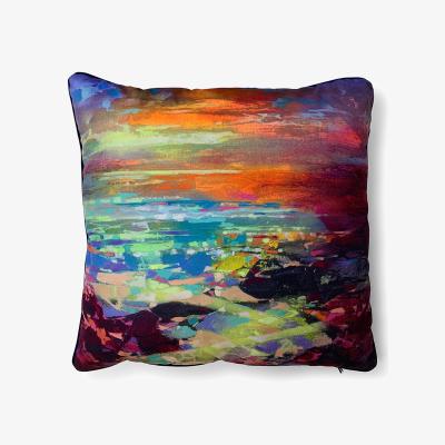 Dunelm Scott Naismith Fractal Coast Velvet Square Cushion MultiColoured