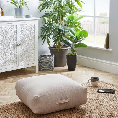 Dunelm Slub Oatmeal Floor Cushion Beige