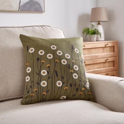 Dunelm Scandi Floral Olive Cushion Olive