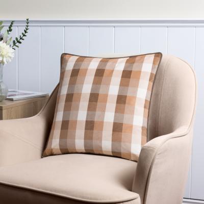 Dunelm Check Square Cushion Natural