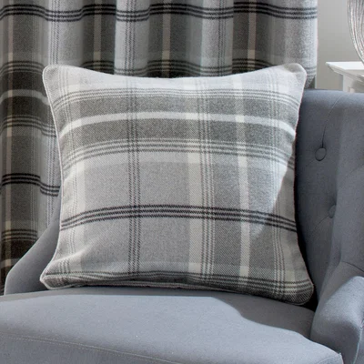 Dunelm Highland Check Dove Grey Cushion Grey