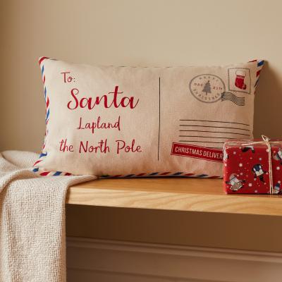Dunelm Nordic Nomad Letters to Santa Cushion Red/Blue