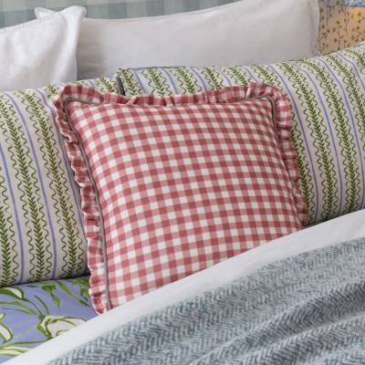 Dunelm Furn. Maude Gingham Cotton Square Cushion Rose