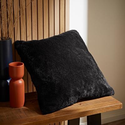 Dunelm Silky Soft Faux Fur Graphite Cushion Graphite (Grey)