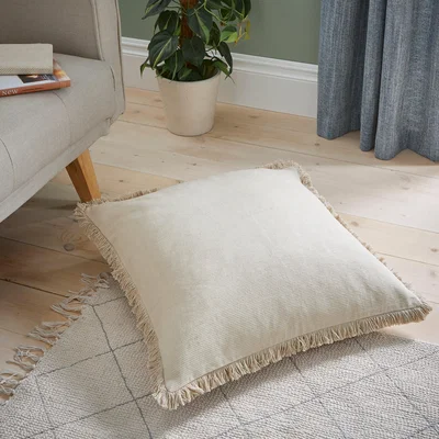 Dunelm Fringed Edge Floor Cushion Natural