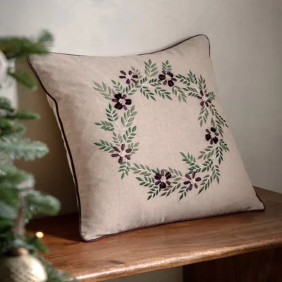 Dunelm Winter Warmth Merry Christmas Square Cushion Natural