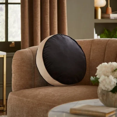 Dunelm Luxe Velour Contrast Round Cushion