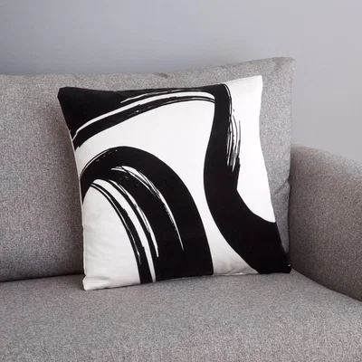 Dunelm Abstract Brush Stroke Cushion Black and white