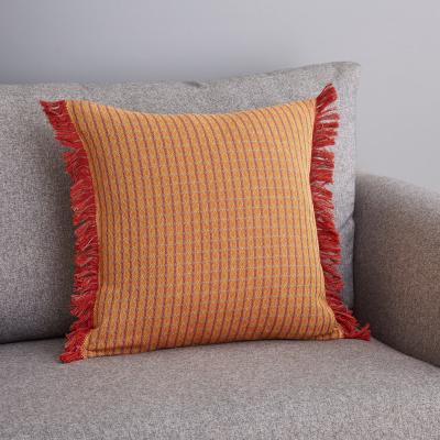 Dunelm Bilbao Woven Fringe Terracotta Cushion Lilypad