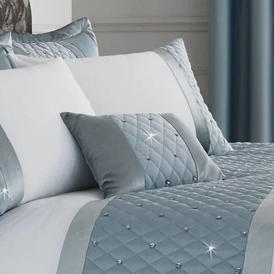 Dunelm Catherine Lansfield Duck Egg Sequin Cluster Filled Cushion Blue