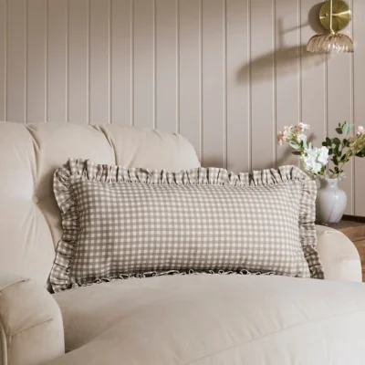Dunelm Gingham Frill Cotton Rectangle Cushion