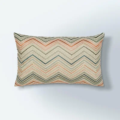 Dunelm Esme Zig Zag Coral Cushion Coral