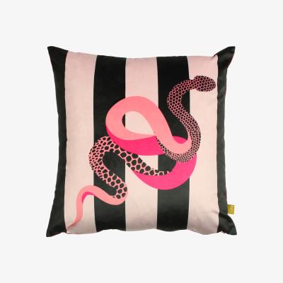 Dunelm furn. Serpentine Fuschia Square Velvet Cushion Pink/Brown/Black