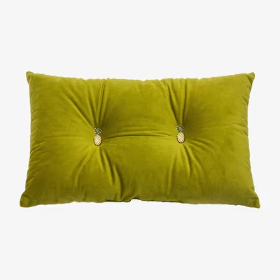 Dunelm Olive Pineapple Velour Cushion Olive (Green)