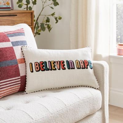 Dunelm I Believe in Naps Rectangle Cushion