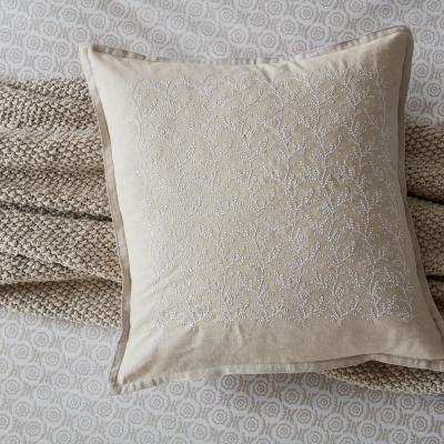 Dunelm Murmur Thea Linen Cushion Brown and White