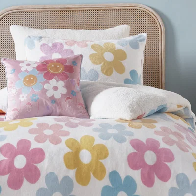 Dunelm Retro Flower Pink Filled Cushion Pink