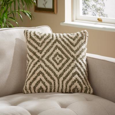 Dunelm Diamond Tufted Square Cushion Olive (Green)