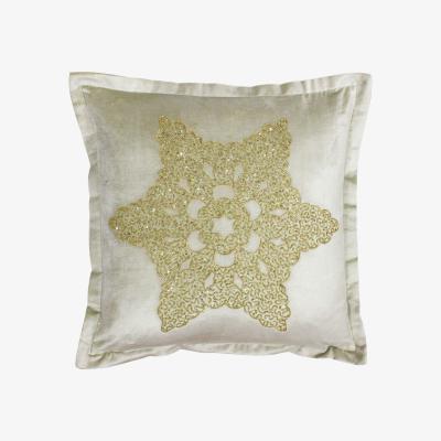 Dunelm Wonderland Snowflake Champagne Cushion Beige and Gold
