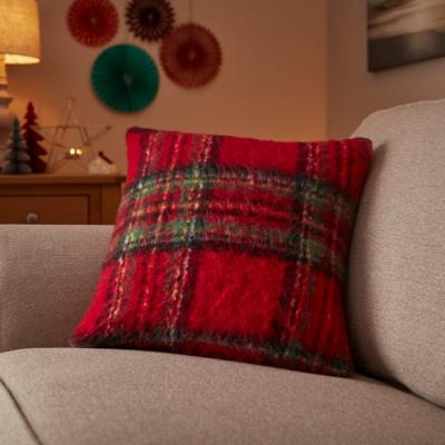 Dunelm Tartan Mohair Square Cushion