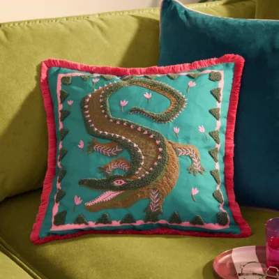 Dunelm furn. Les Animaux Croc Monsieur Tufted Square Cushion