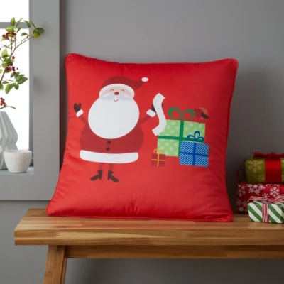 Dunelm Catherine Lansfield Santa's Christmas Presents Cushion Red
