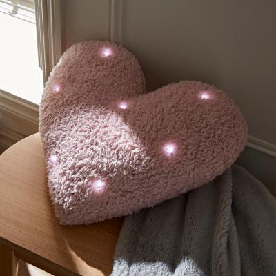 Dunelm Pink Light Up Heart Cushion Pink