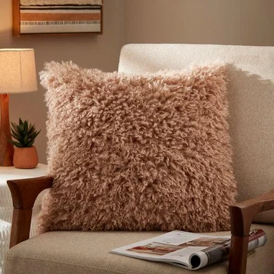 Dunelm Faux Mongolian Fur Square Cushion