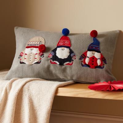Dunelm Nordic Nomad Pom Pom Cushion Grey/Red/White
