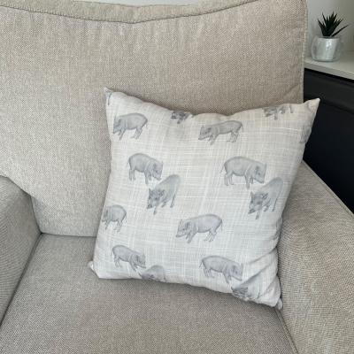 Dunelm Daro Pigs Farm Square Cushion Grey