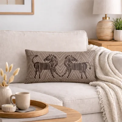 Dunelm Global Dancing Zebra Rectangle Cushion