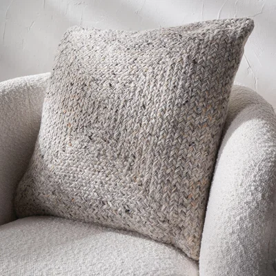 Dunelm Set of 3 Warm Grey Tweed Square Scatter Cushions Grey