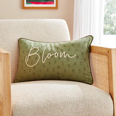 Dunelm Bloom Rectangular Cushion Green