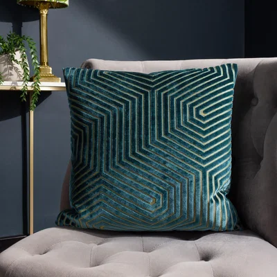 Dunelm Evoke Velvet Cushion Teal (Green)