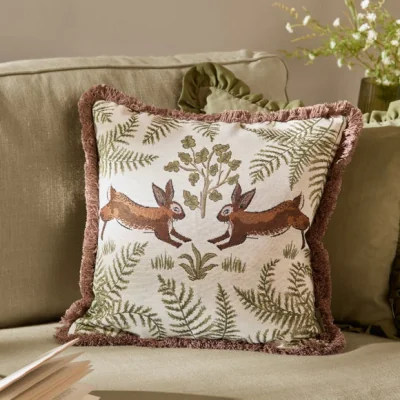 Dunelm Wylder Nature Fable Rabbits Cotton Square Cushion