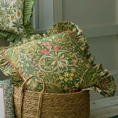 Dunelm William Morris At Home Woodland Weeds Frilled Square Cushion