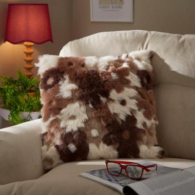 Dunelm Retro Floral Fur Square Cushion