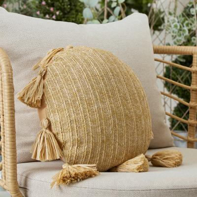 Dunelm Raffia Pom Pom Cushion Natural
