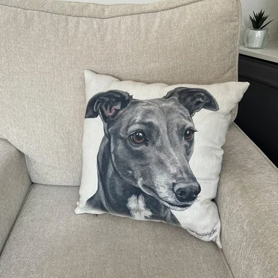 Dunelm Christine Varley Greyhound Square Cushion Grey