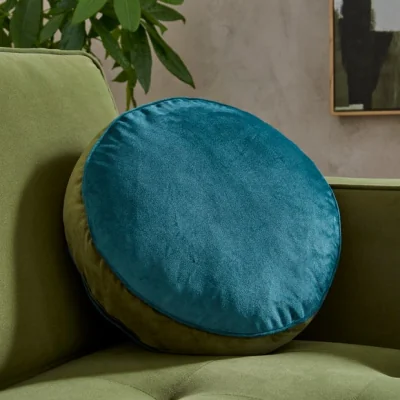 Dunelm Luxe Velour Contrast Round Cushion