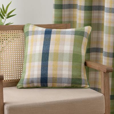 Dunelm Kempton Check Square Cushion Green