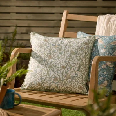 Dunelm Morris & Co. Bird Pomegranate Outdoor Square Cushion