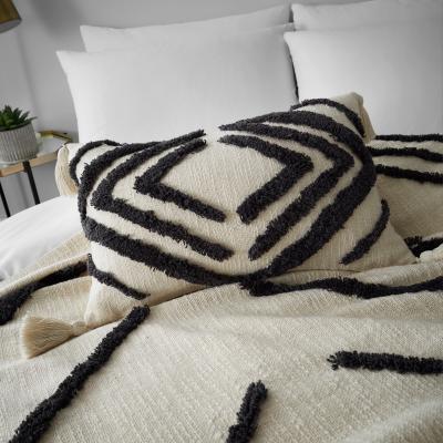 Dunelm Elias Natural 100% Cotton Cushion Cream and Black