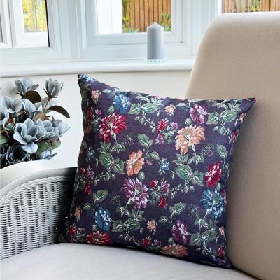 Dunelm Daro Tapestry Blackcurrant Floral Square Cushion